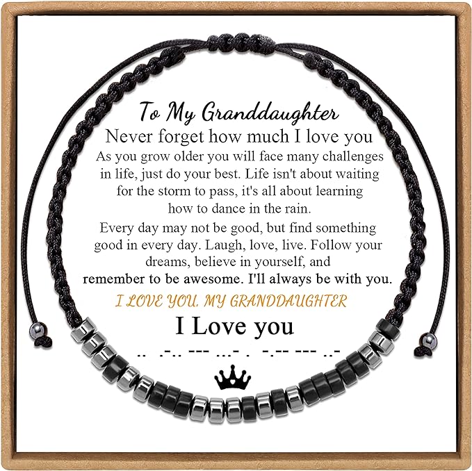 To My Granddaughter, I Love You Morse Code Bracelet