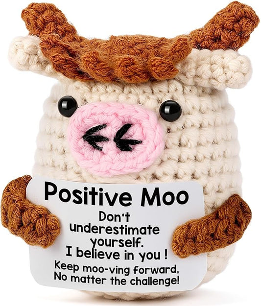 Handmade Positive Moo Cow Crochet Doll