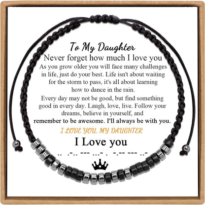 To My Daughter, I Love You Morse Code Bracelet