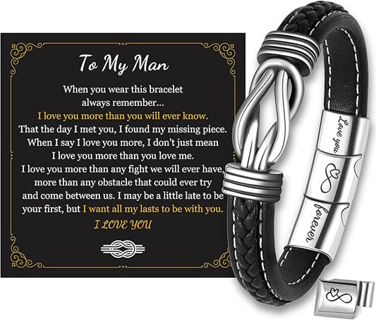 Infinity Leather Bracelet Gifts For Men
