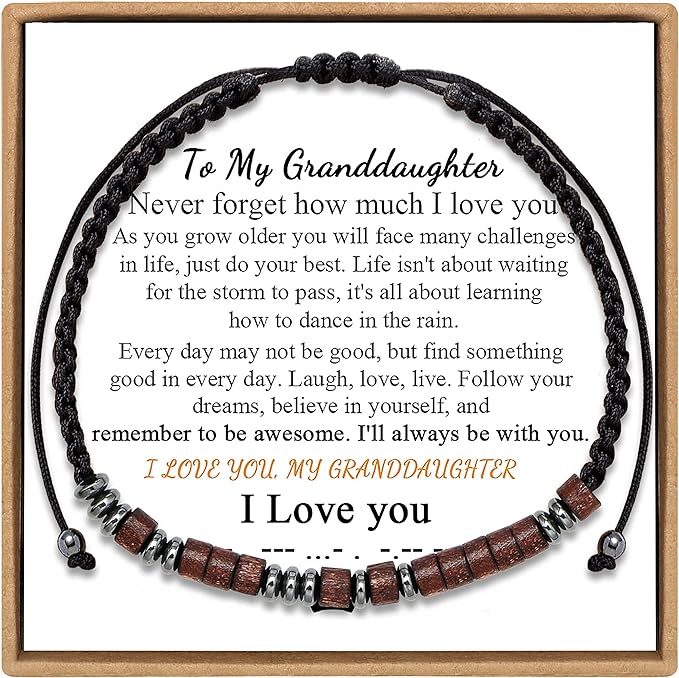 To My Granddaughter, I Love You Morse Code Bracelet