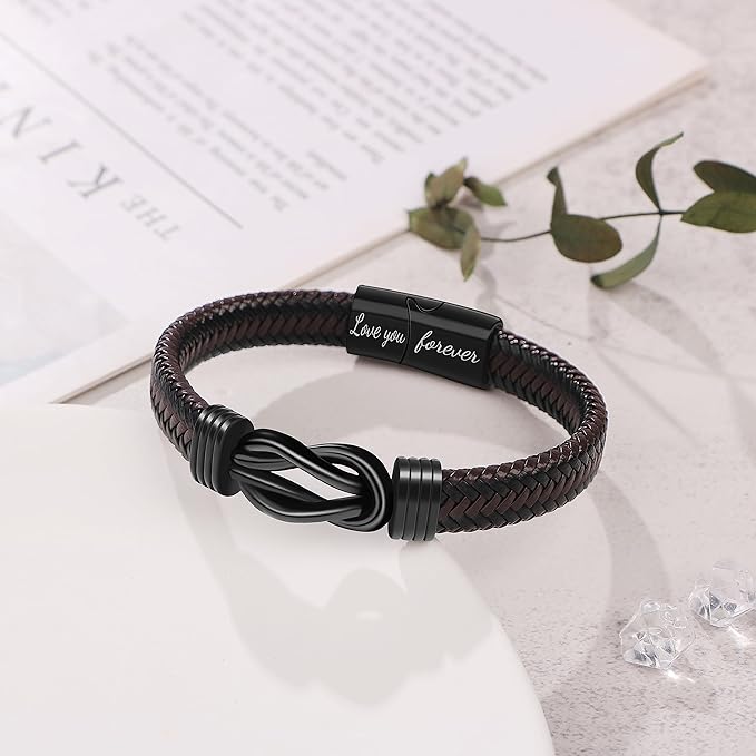 Men Leather Bracelet Gifts for Birthday Christmast Braided Bracelet for Husband