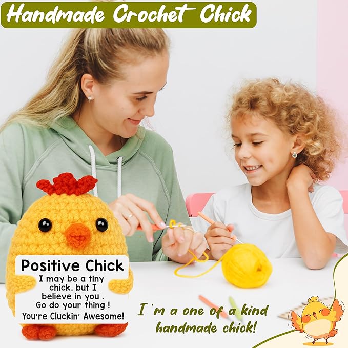 Handmade Positive Chicken Crochet Doll