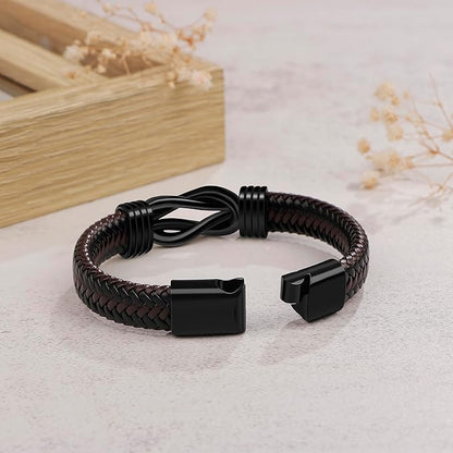 Men Leather Bracelet Gifts for Birthday Christmast Braided Bracelet for Husband