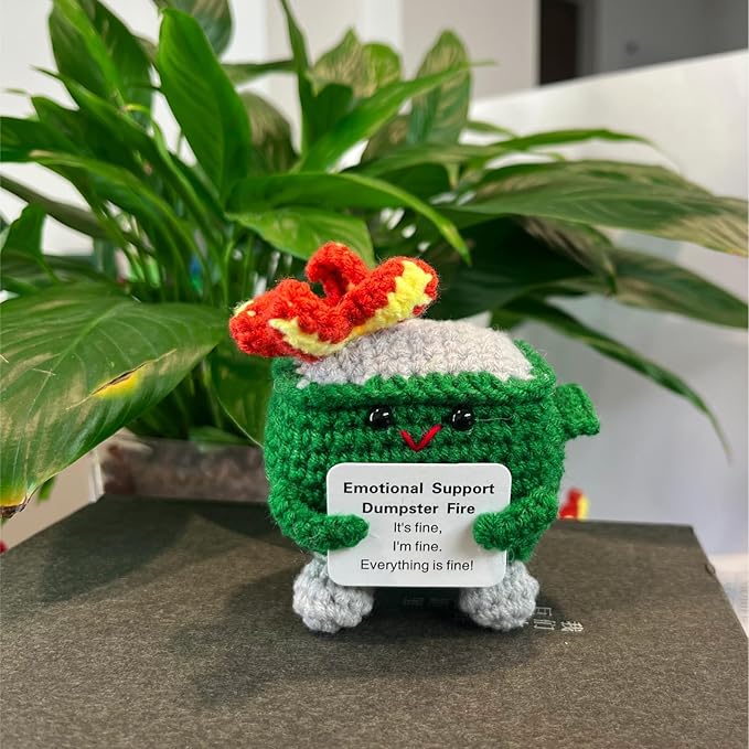 Handmade Dumpster Fire Crochet Doll Gift