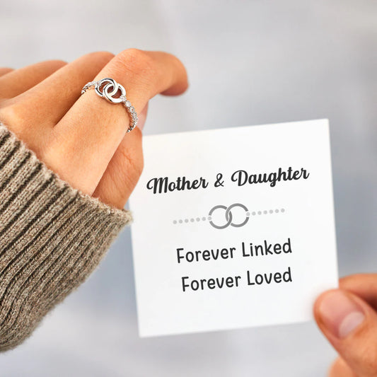 MOTHER & DAUGHTER FOREVER LINKED PAVÉ INTERLOCKING RING (Adjustable)