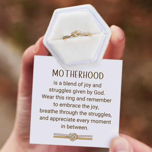 MOTHERHOOD IS JOY AND STRUGGLES HANDCRAFTED TWO STRAND KNOT RING