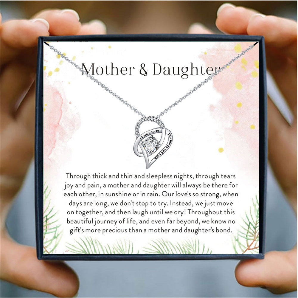 Crossed Heart Quotes Necklace for Women Gifts Mother and Daughter