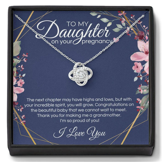 Cubic Zirconia Love Knot Necklace for Women Dainty Gifts for Daughter on your pregnancy