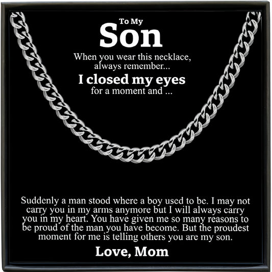 Cuban Link Chain for Men Silver Necklace for Son From Mom