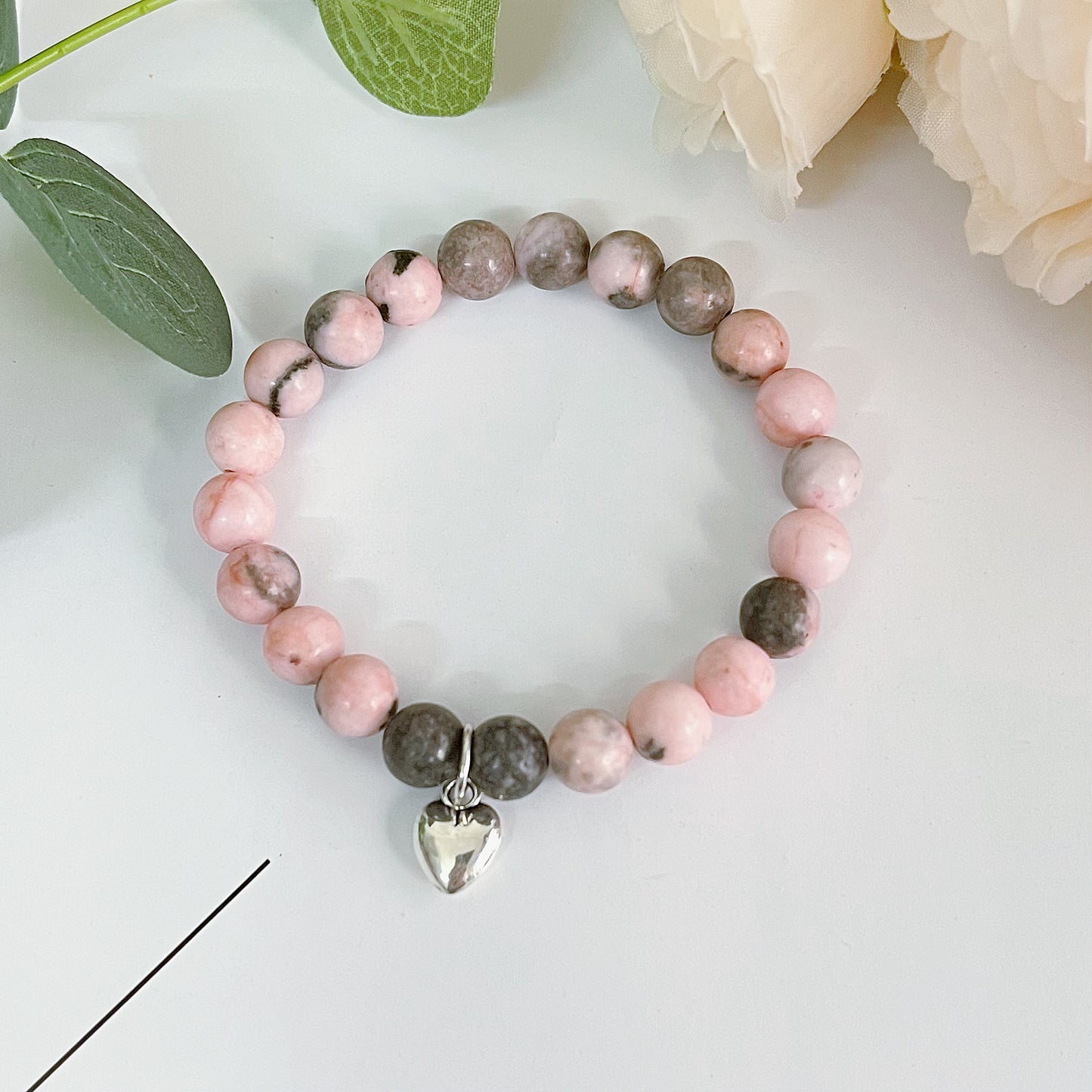 Inspirational Beaded Bracelet Jewelry For Daughter, Natural Stone Sweet Heart Bracelet from Mom Dad