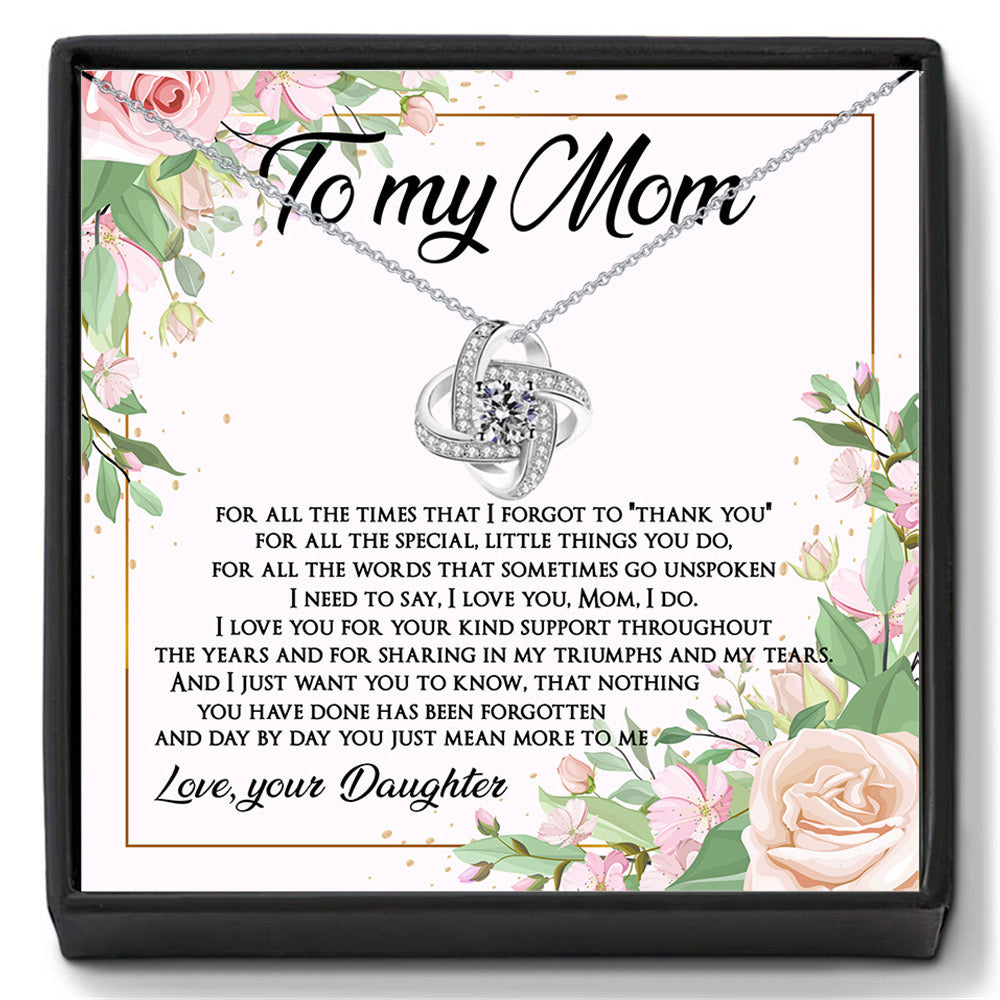 To My Mom Necklace With Heartfelt Message and Gift Box