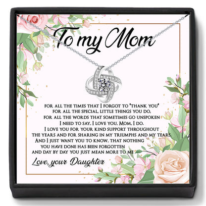To My Mom Necklace With Heartfelt Message and Gift Box