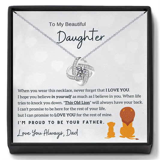 To My Beautiful Daughter Necklace From Dad With Heartfelt Message and Gift Box