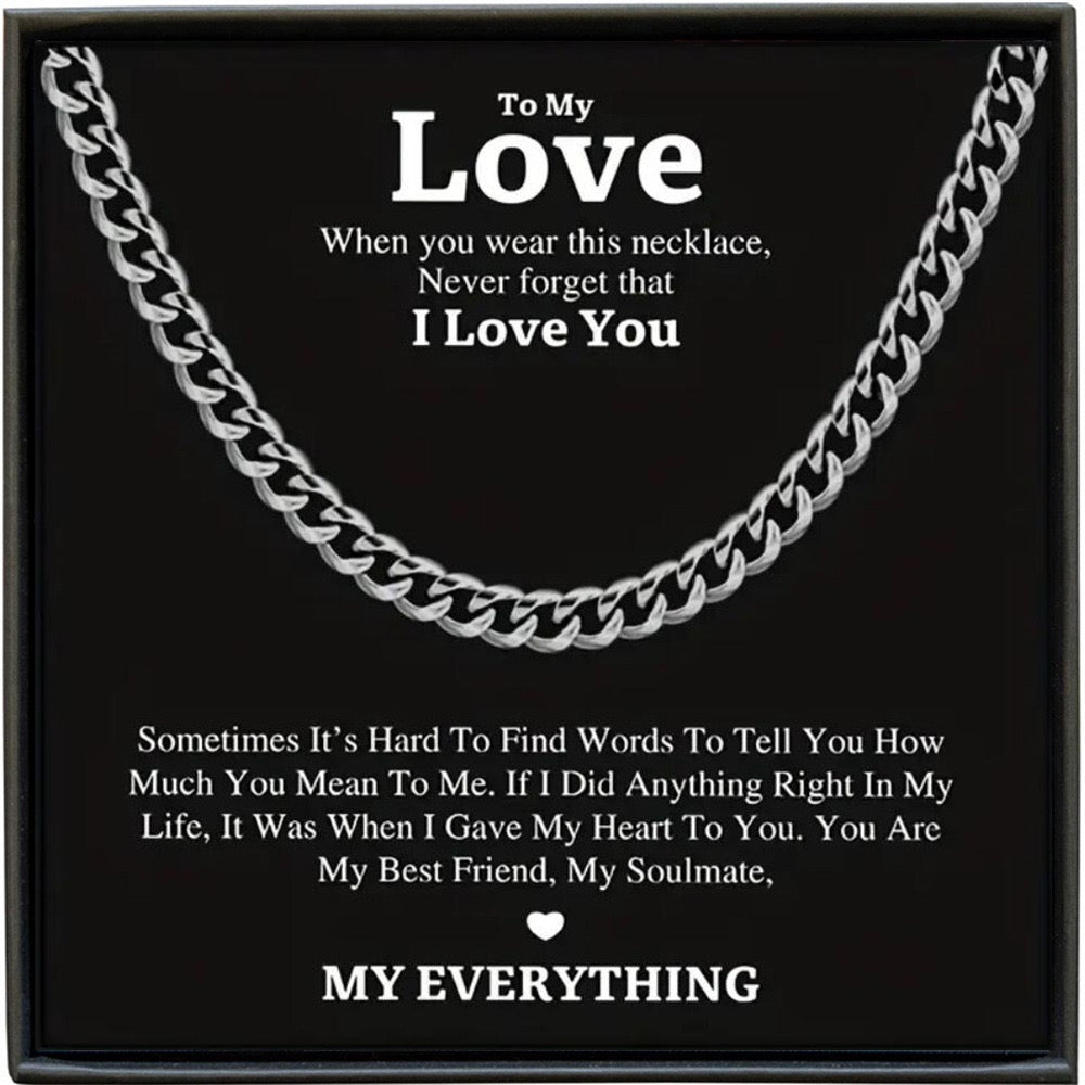 Cuban Link Chain for Men Silver Necklace To My Love