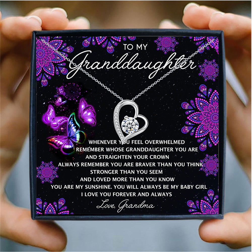 Sparkling Heart Necklace for Women Gifts To My Granddaughter