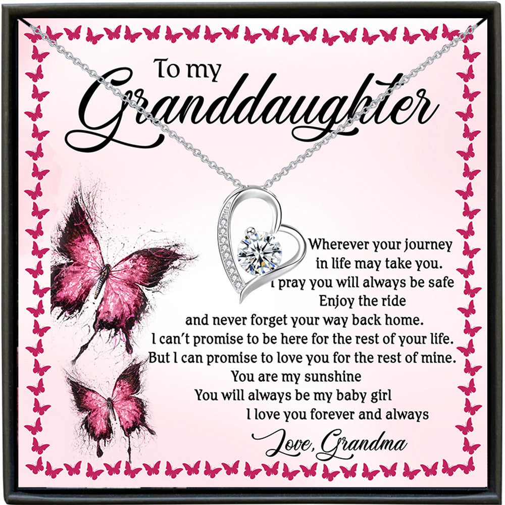 Sparkling Heart Necklace for Women Gifts To My Granddaughter