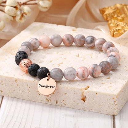 Pink Lava Rock Stone Beaded Bracelets for Women Gifts