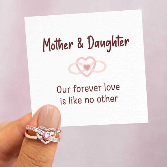 Mother Daughter Infinity Heart Love Knot Ring