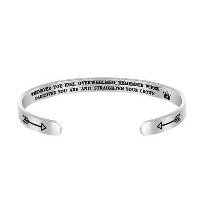 Remember Who You Are And Straighten Your Crown Cuff Bracelet For Daughter